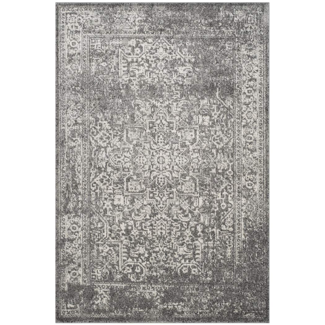 4'x6'ft Grey Ivory Oriental Distressed Area Rug Indoor Medallion Patterned - Diamond Home USA
