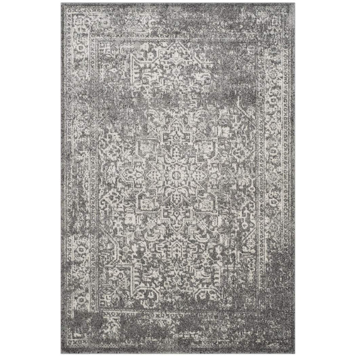 4'x6'ft Grey Ivory Oriental Distressed Area Rug Indoor Medallion Patterned - Diamond Home USA