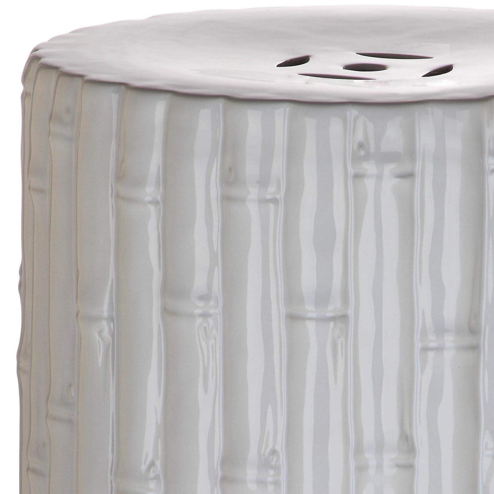 White Garden Stool - 13" X 17" Ceramic - Diamond Home USA
