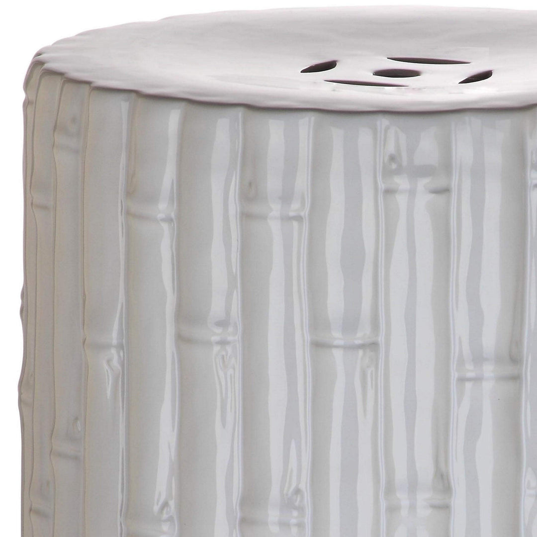 White Garden Stool - 13" X 17" Ceramic - Diamond Home USA