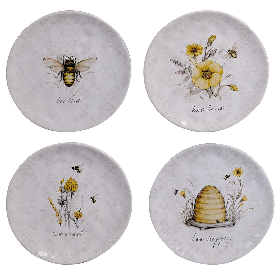 Bee Sweet 16-piece Dinnerware Set (Service For 4) Grey Multi Color Yellow Floral - Diamond Home USA