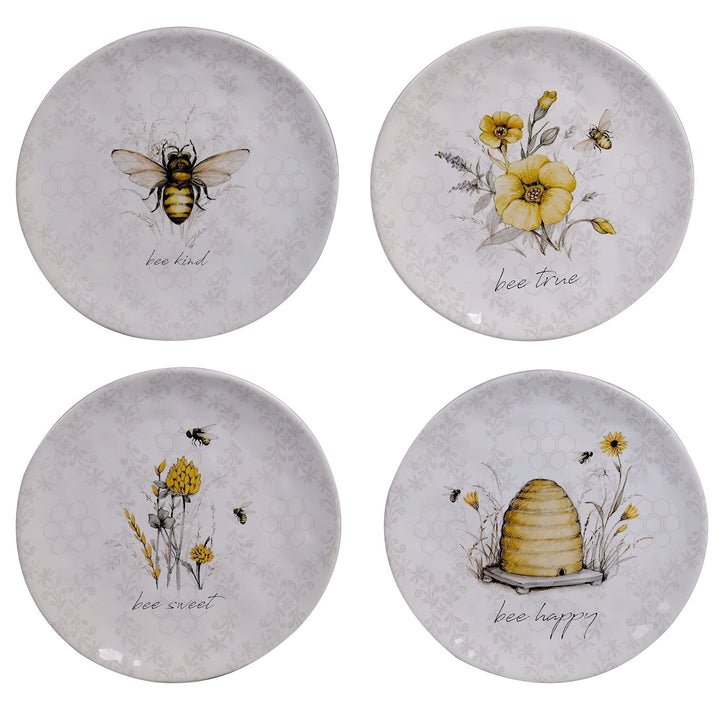 Bee Sweet 16-piece Dinnerware Set (Service For 4) Grey Multi Color Yellow Floral - Diamond Home USA
