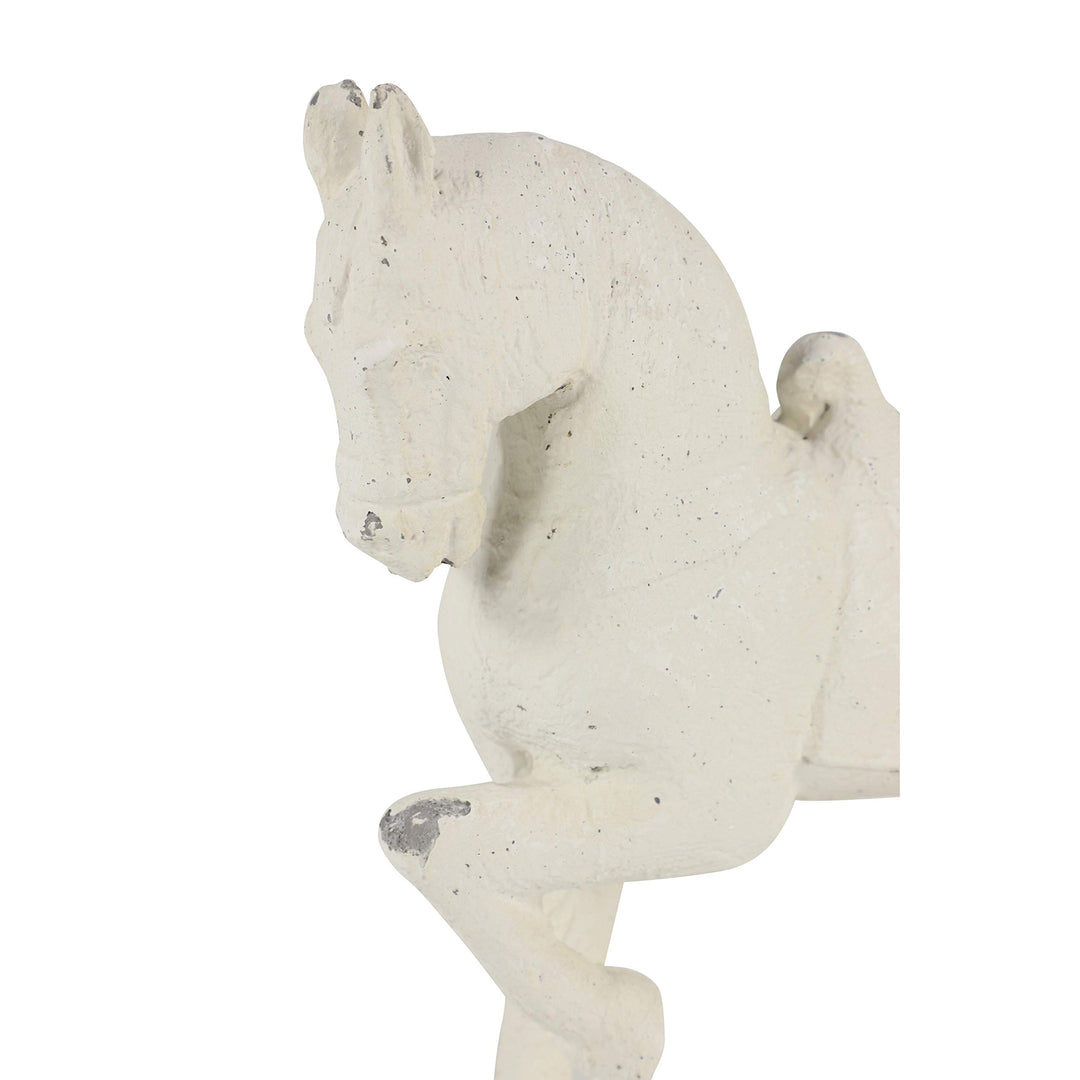 Distressed Horse Sculpture Shelf Decor 13" X 14" White Glass - Diamond Home USA