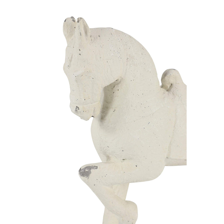 Distressed Horse Sculpture Shelf Decor 13" X 14" White Glass - Diamond Home USA
