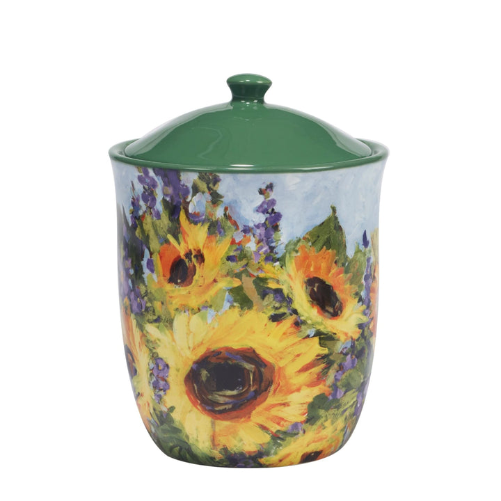 Sunflower Bouquet 3 Piece Canister Set 54 Oz 72 Oz. Green Multi Color Yellow - Diamond Home USA