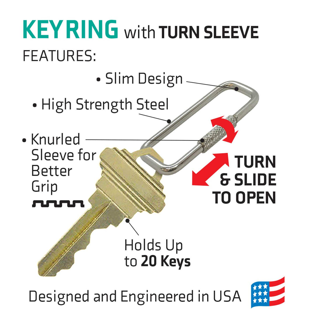 Lucky Line 2” Rectangular Key Ring with Turn Twist Sleeve Closure (7020025) - Diamond Home USA
