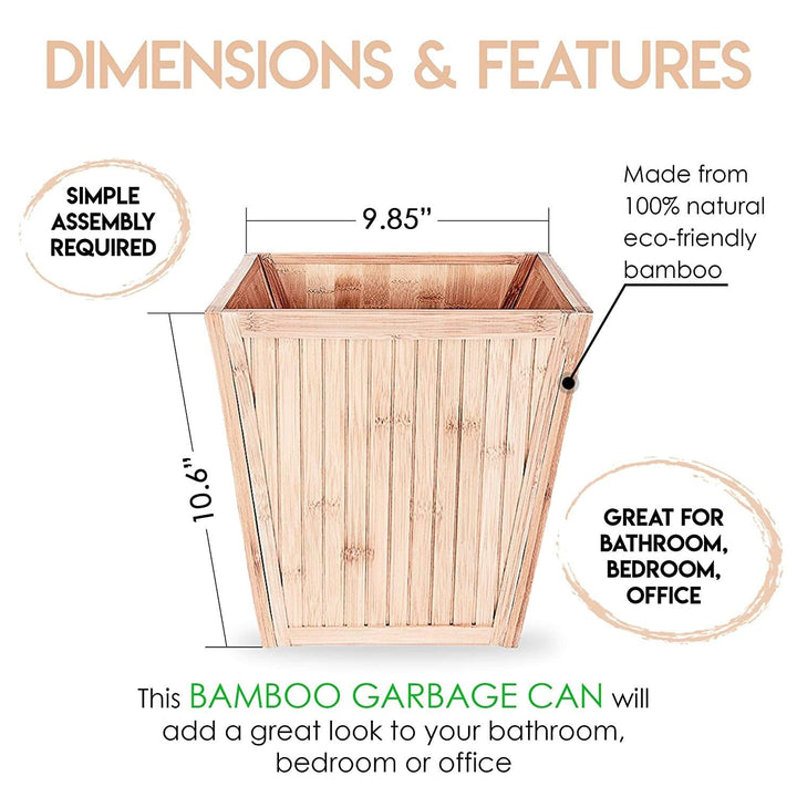 Wooden Wastebasket Trash Can Brown Rectangle Wood M