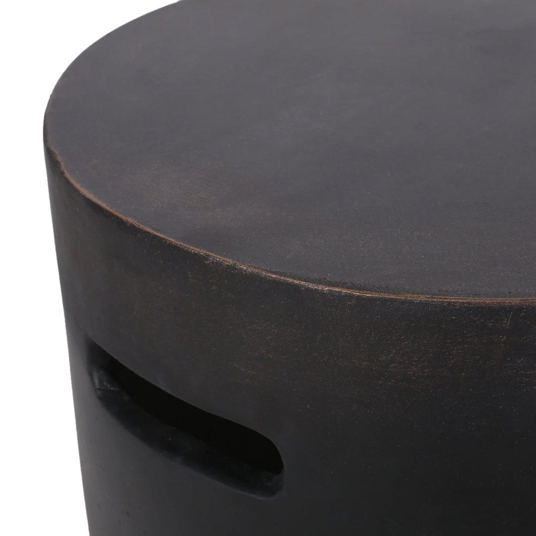 Outdoor Lightweight Concrete Side Table Brown Modern Contemporary Round - Diamond Home USA