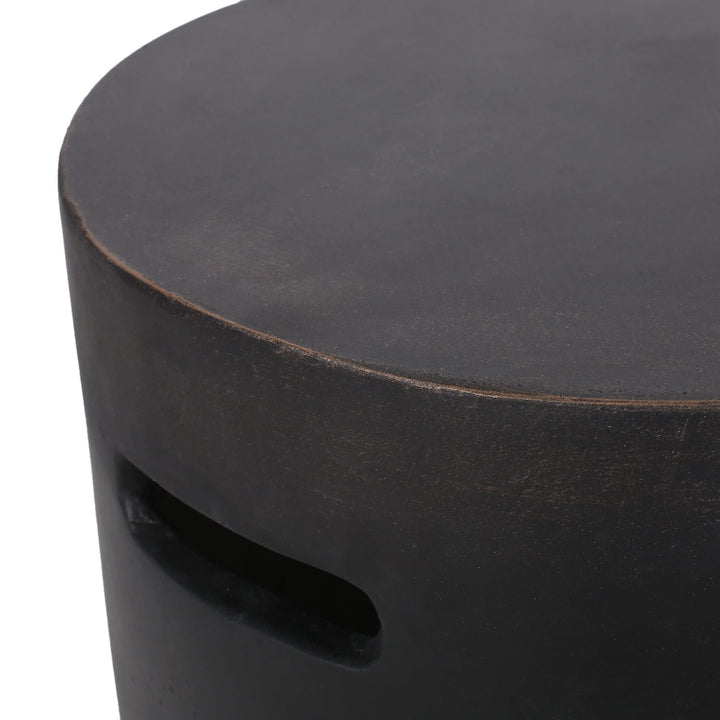 Outdoor Lightweight Concrete Side Table Brown Modern Contemporary Round - Diamond Home USA