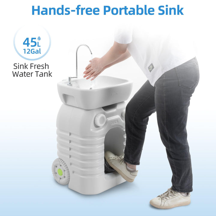 Portable Camping Sink 45 L Handwashing Station with Adjustable Wash Basin Soap - Diamond Home USA