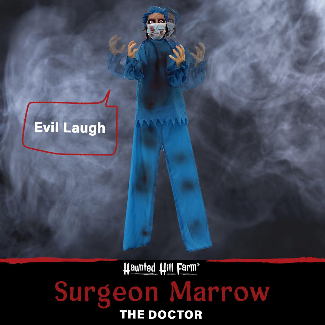 Haunted Hill Farm Life-Size Scary Doctor Halloween Animatronic with Touch - Diamond Home USA