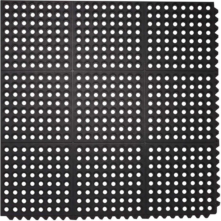 Interlocking Commercial Anti Fatigue Rubber Floor Mat 4 Pack 36 in. X Black