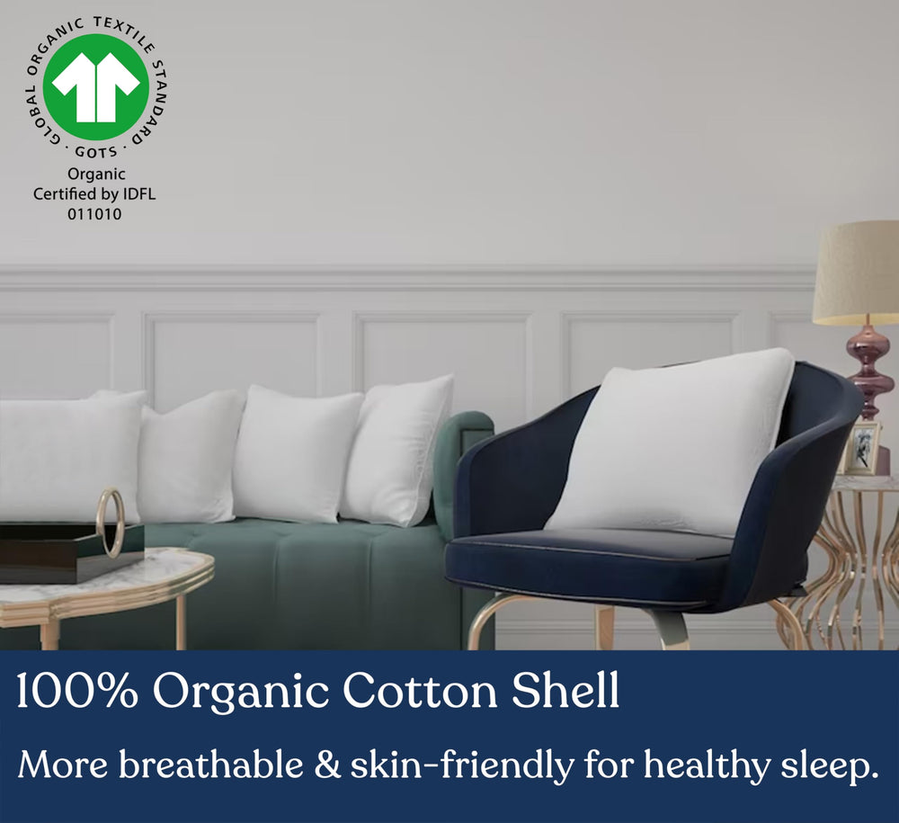 Delara Premium Organic Cotton Pillow Insert Set of 2 100% White Duck Feather 20"X20" - Diamond Home USA