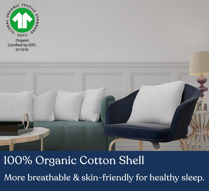 Delara Premium Organic Cotton Pillow Insert Set of 2 100% White Duck Feather 20"X20" - Diamond Home USA