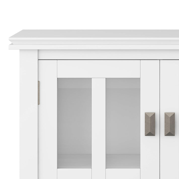 SIMPLIHOME Artisan SOLID OOD 30 inch ide Transitional Low Storage Cabinet in White - Diamond Home USA