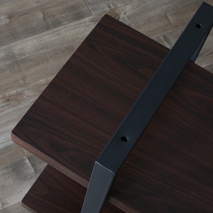 Black Walnut Adjustable Wood and Metal Display Steel Bookcase 11.34â€™â€™ X - Diamond Home USA