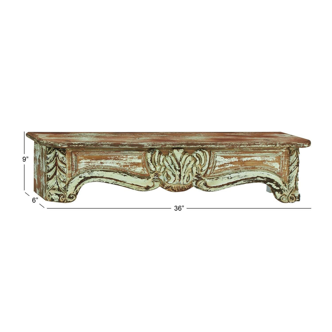 Rustic 36-inch Wood Wall Shelf - Green Traditional - Diamond Home USA