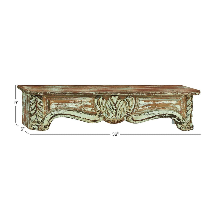 Rustic 36-inch Wood Wall Shelf - Green Traditional - Diamond Home USA