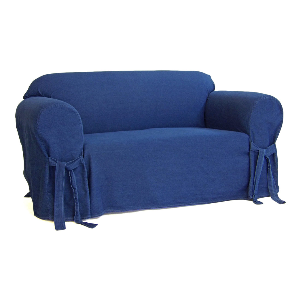 Classic Slipcovers Authentic Denim One-Piece Loveseat Slipcover - - Diamond Home USA