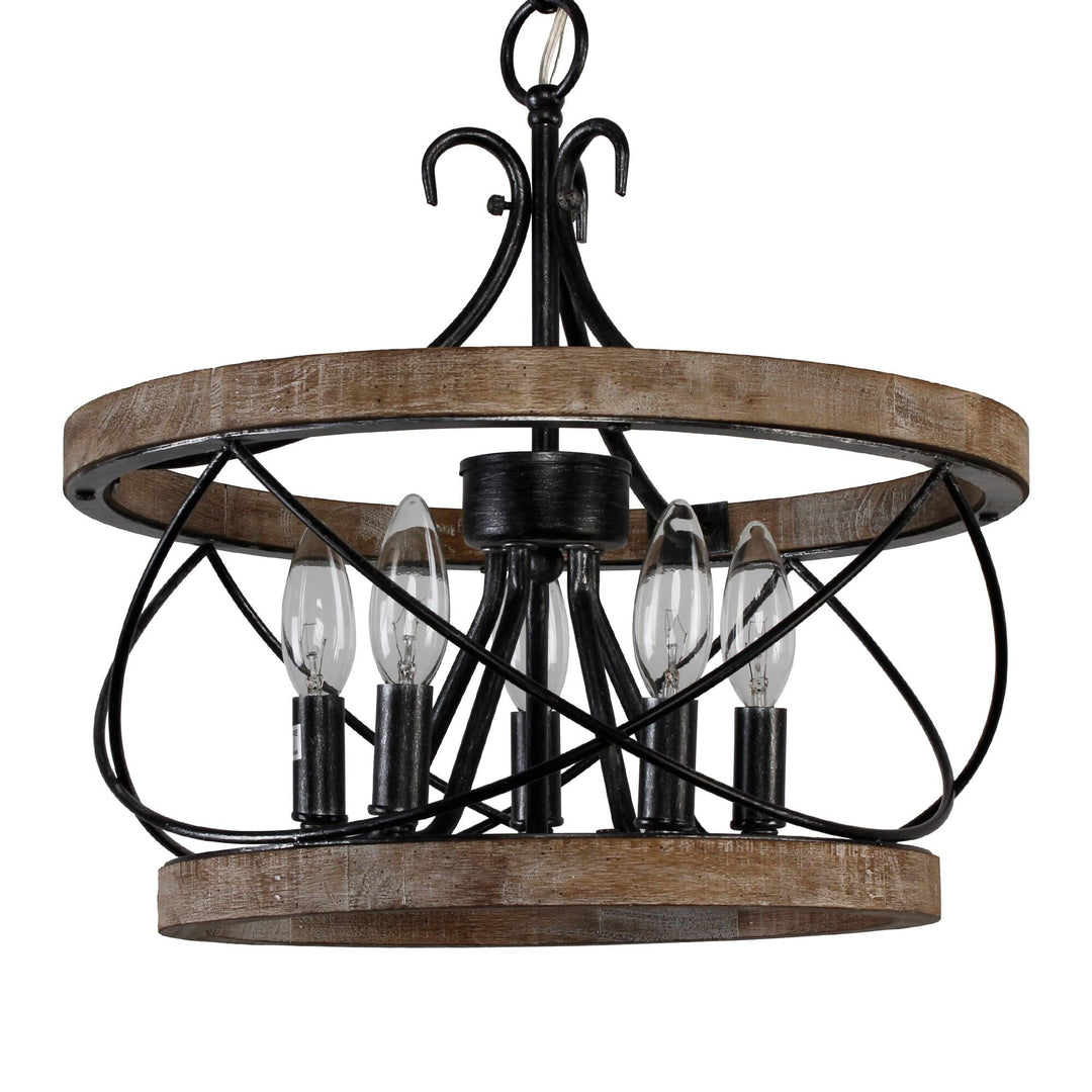 Bella Depot 5-Light Rustic Cage Wood Chandelier Dimmable Lighting Adjustable - Diamond Home USA