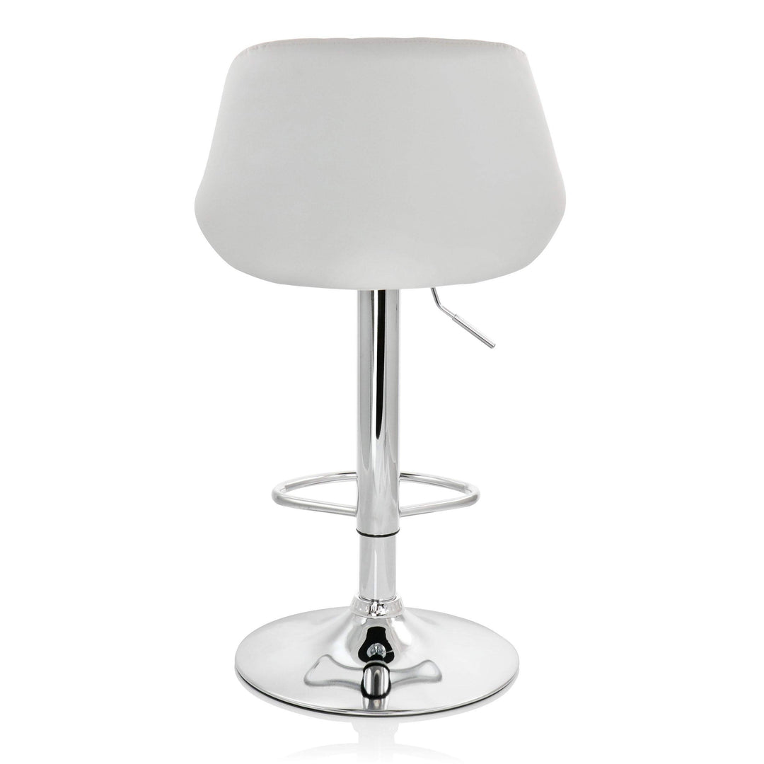 Diamond Leather Modern Bar Stool White Adjustable Swivel Base Set of 2 - Diamond Home USA