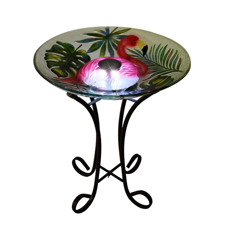 Solar Glass Bird Bath W/Stand Multi Color - Diamond Home USA