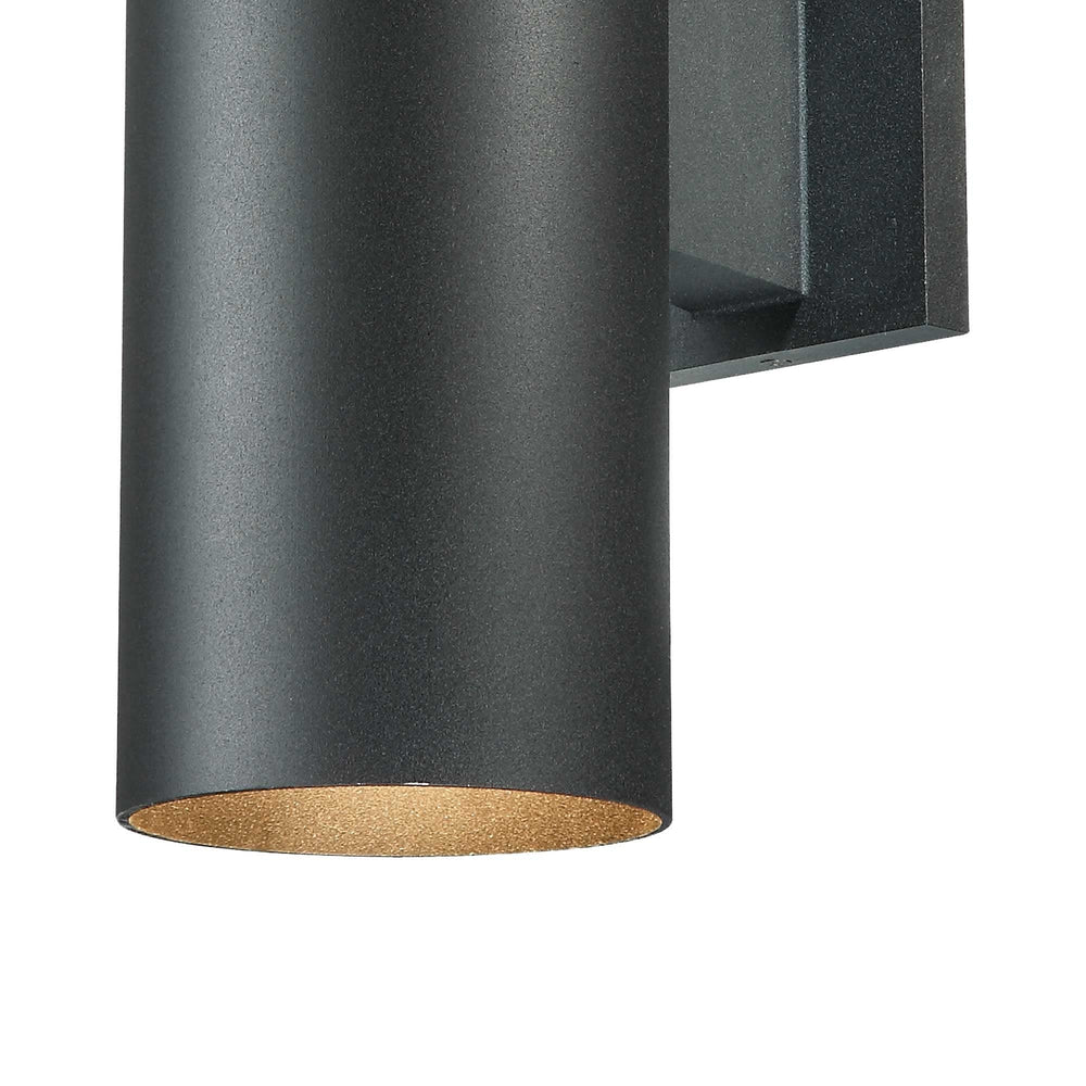 2-Light Led Black Outdoor Cylinder Wall Mount Modern Contemporary Metal Dimmable - Diamond Home USA