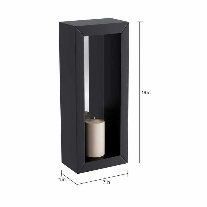 Vertical Mirror Pillar Candle Sconce (Set of 2) Black Rustic Iron - Diamond Home USA