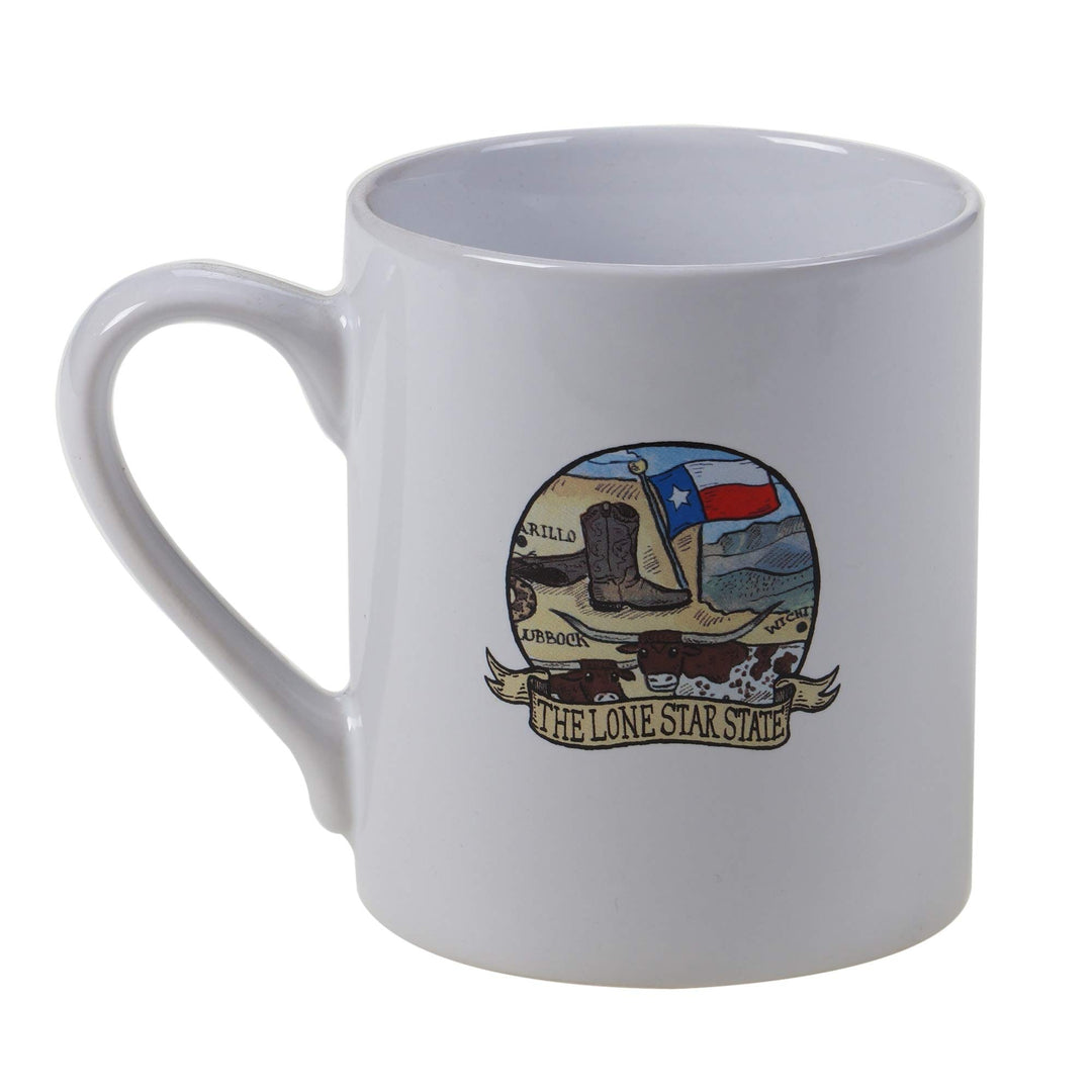 Texas Souvenir 20 Oz. Jumbo Mugs (Set Of 6) Blue Multi Color White Coastal - Diamond Home USA