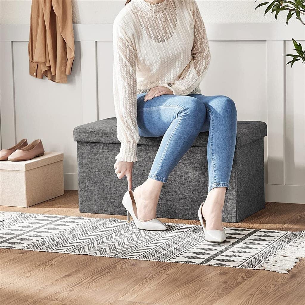 21.1-gal torage Ottoman Bench Folding Chest Footstool with Flip-up Lid Padded - Diamond Home USA