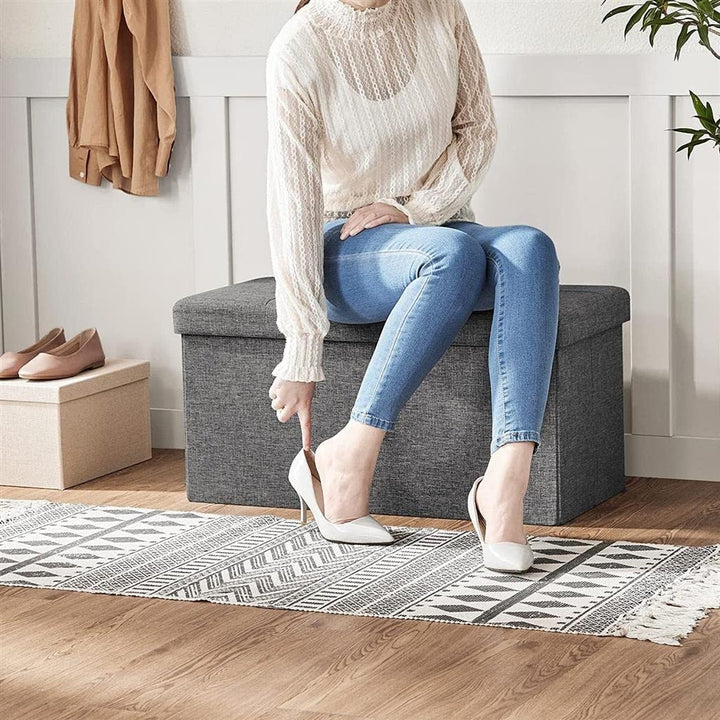 21.1-gal torage Ottoman Bench Folding Chest Footstool with Flip-up Lid Padded - Diamond Home USA