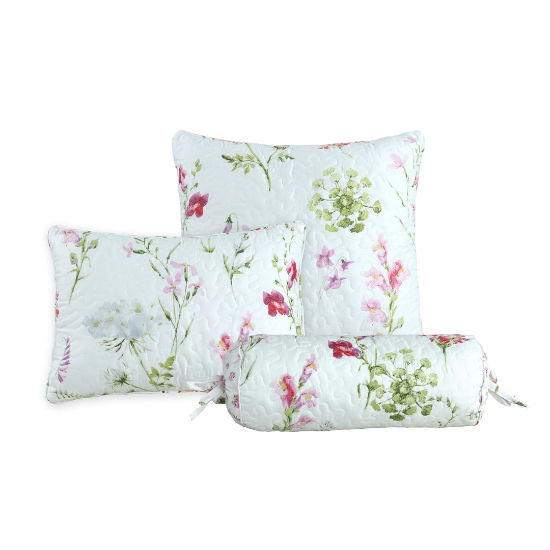 Cozy Line Summer Bloom Floral Garden 3 Piece Pink White Polyester Throw