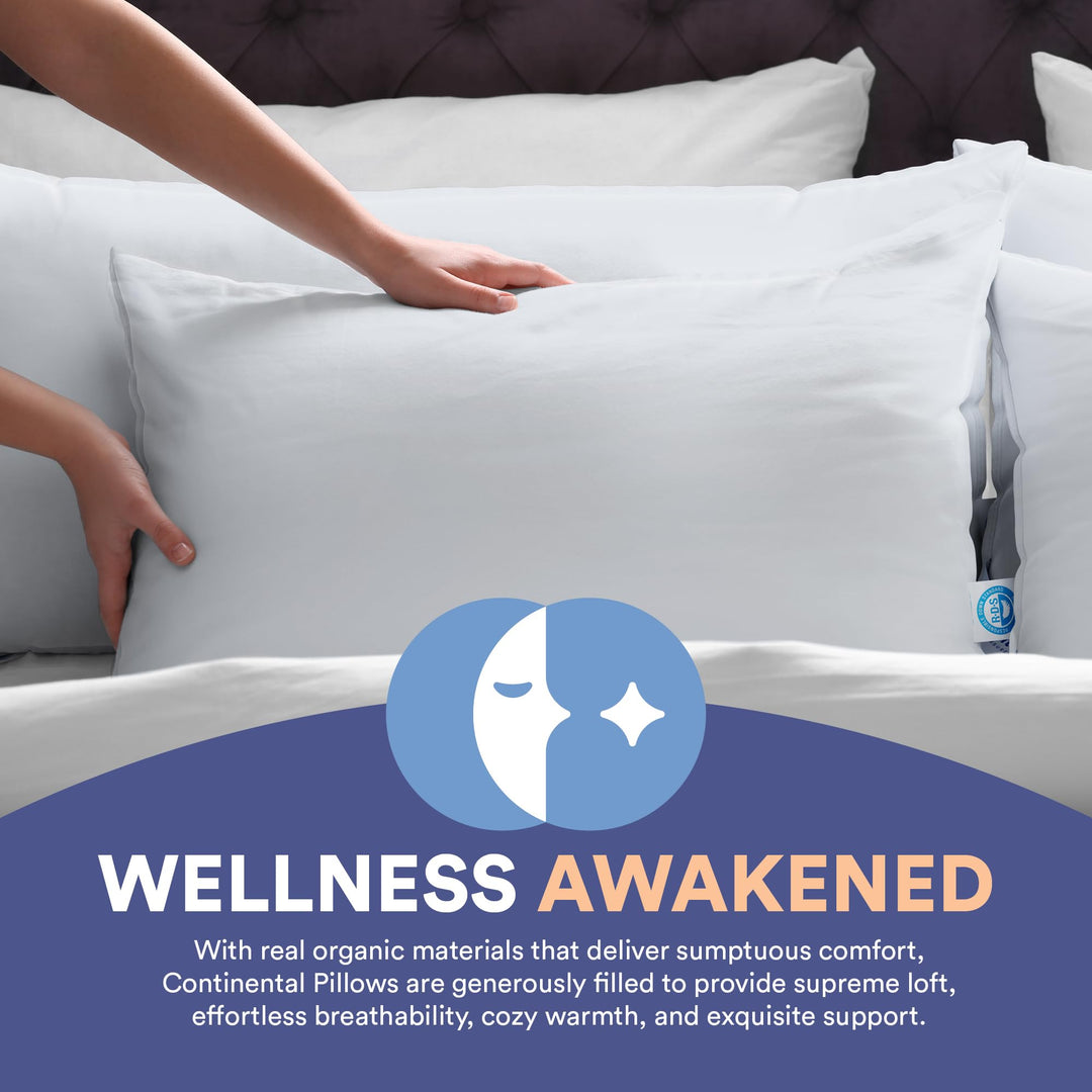 Continental Bedding Luxury Goose Feather Down Pillows Standard Size Pack of 1 - Diamond Home USA