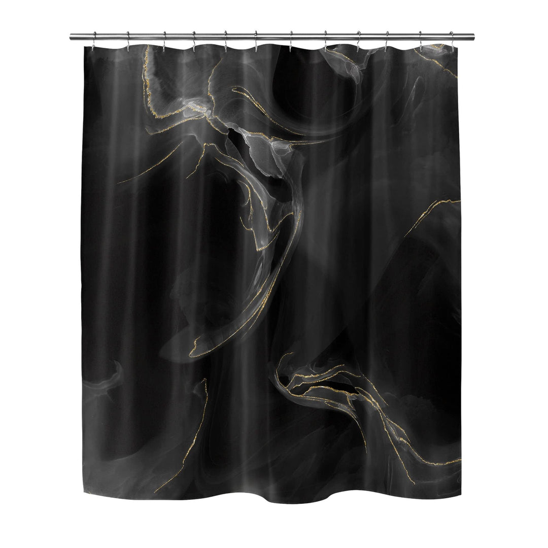 Marble Black Shower Curtain Black Abstract Modern Contemporary Polyester