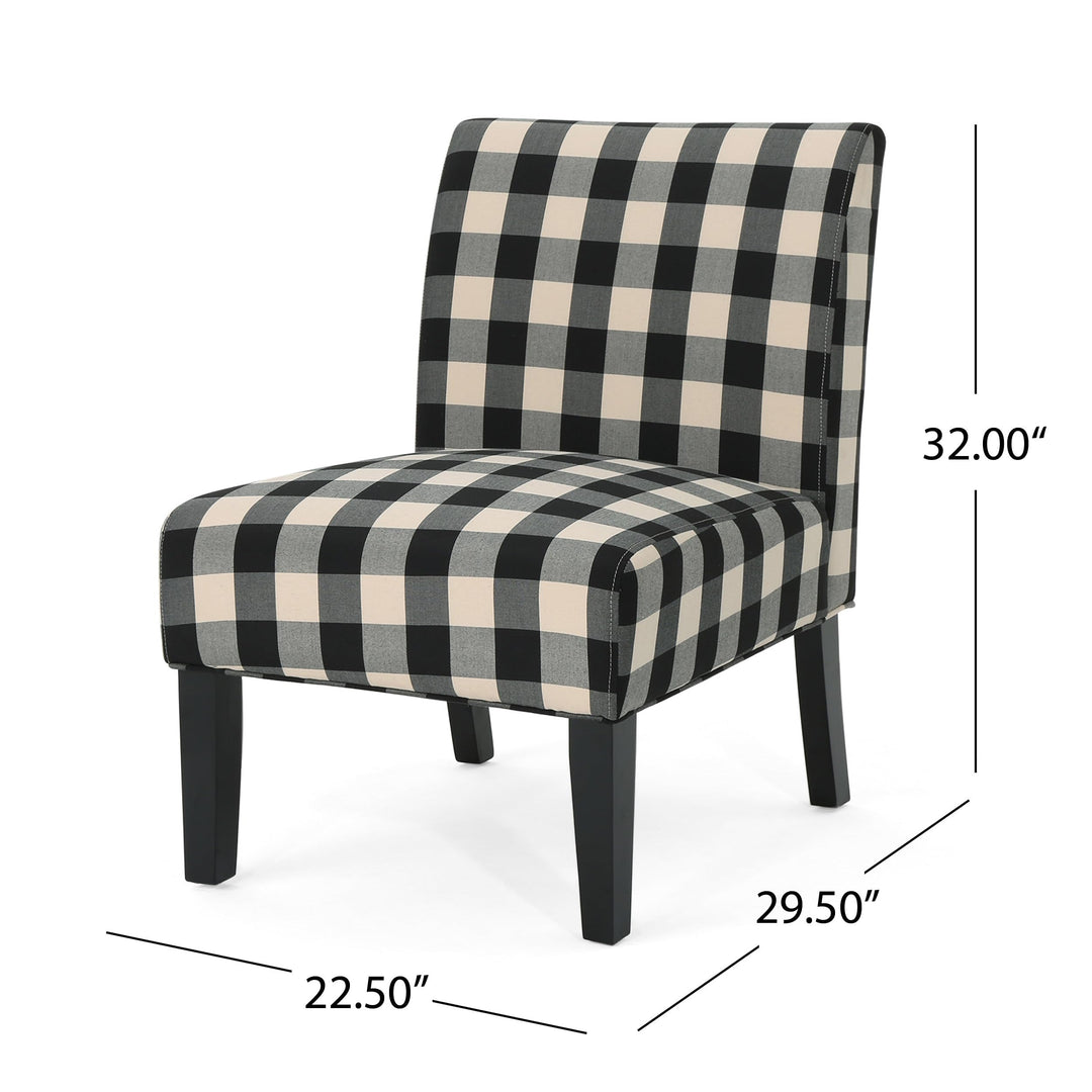 Christopher Knight Home Kendal Traditional Upholstered Farmhouse Accent Chair black checkerboard + matte black - Diamond Home USA
