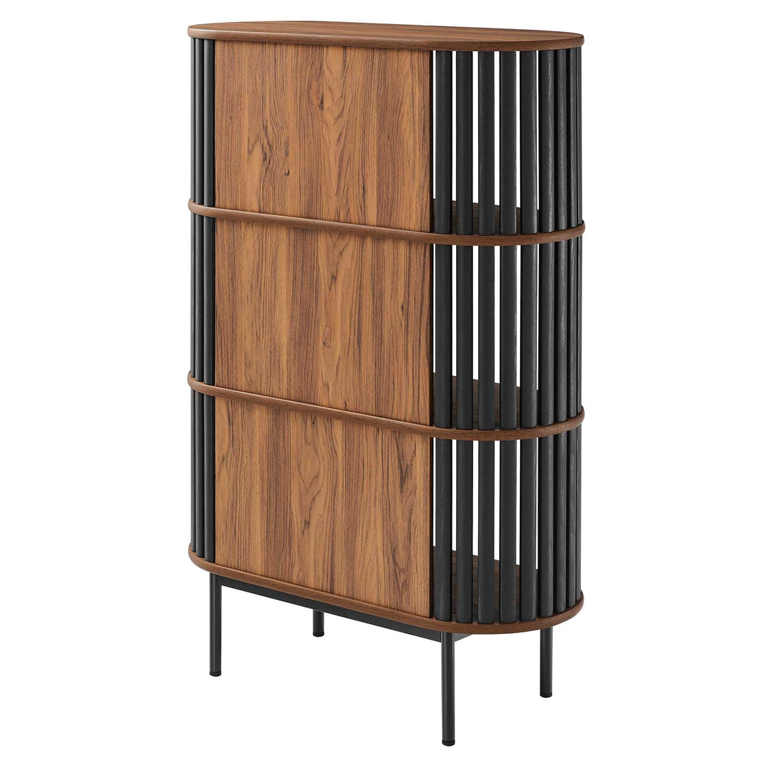 Modway EEI-6524-WAL-BLK Fortitude Three Tier Display Cabinet Walnut Black - Diamond Home USA