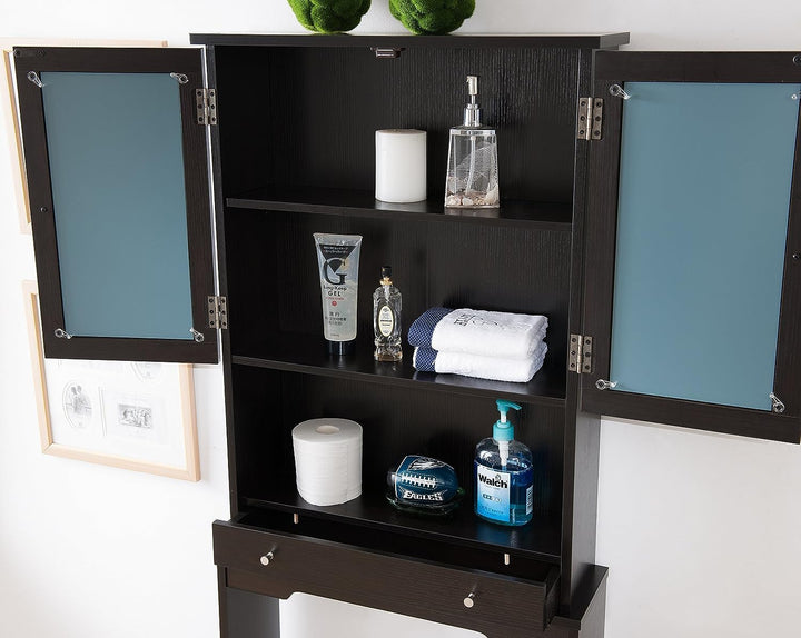 Furniture of America Orellis Modern One Drawer Mirrored Glass Panels Toilet Cappuccino - Diamond Home USA