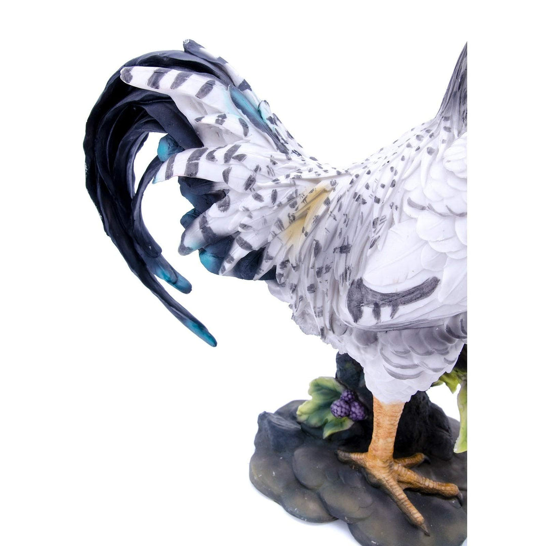 Black White Rooster Statue Polyresin - Diamond Home USA