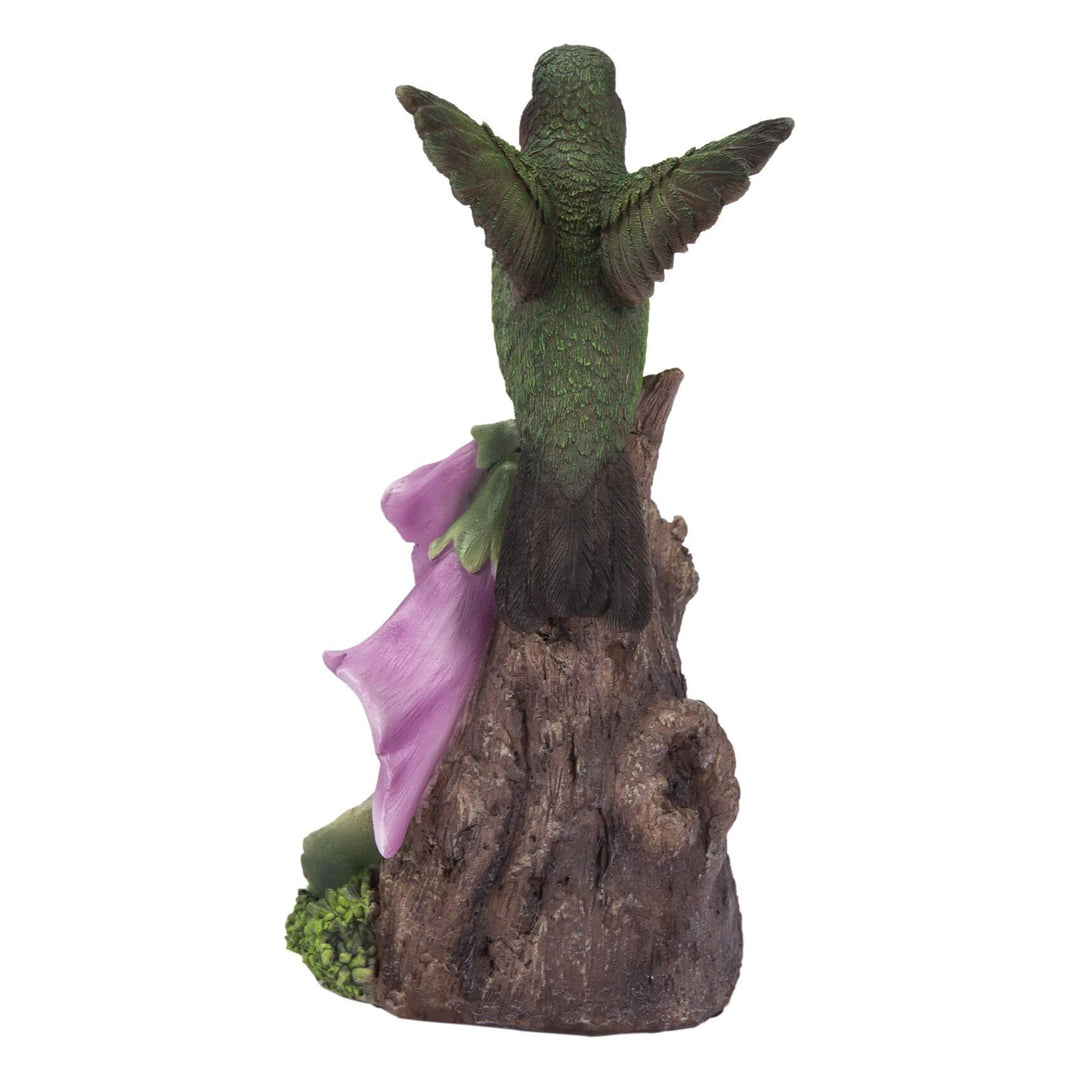 Motion Activated Singing Hummingbird On Foxglove Multi Color Polyresin - Diamond Home USA