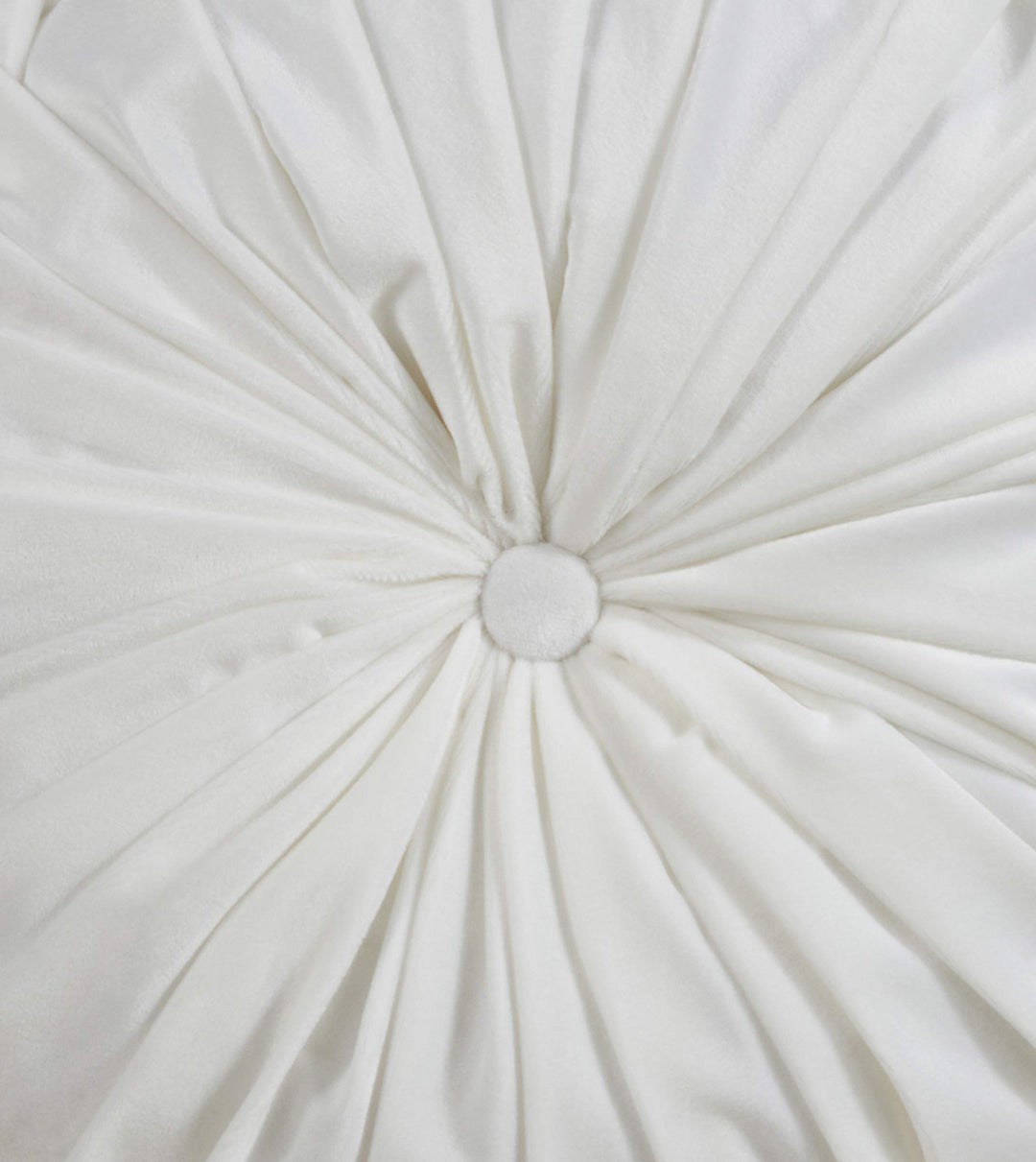 SARO LIFESTYLE Madison Collection Round Velvet Pintucked Throw Poly Filled White - Diamond Home USA