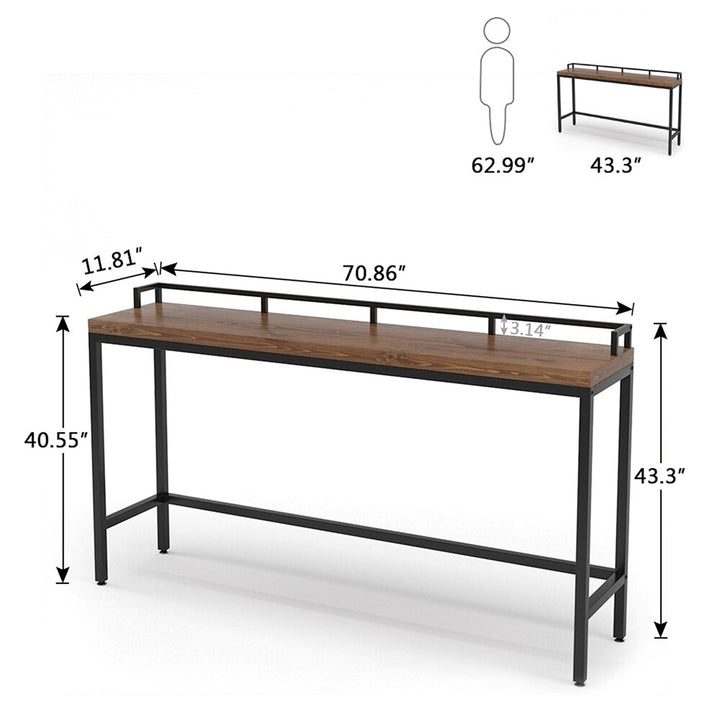 Durx-litecrete Console Table Sofa Behind Couch Hallway Entrance Brown Industrial - Diamond Home USA