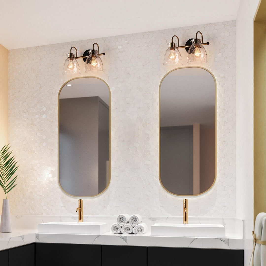 Modern 2-light Bathroom Vanity Light Farmhouse Black Gold Sconce with Water - Diamond Home USA