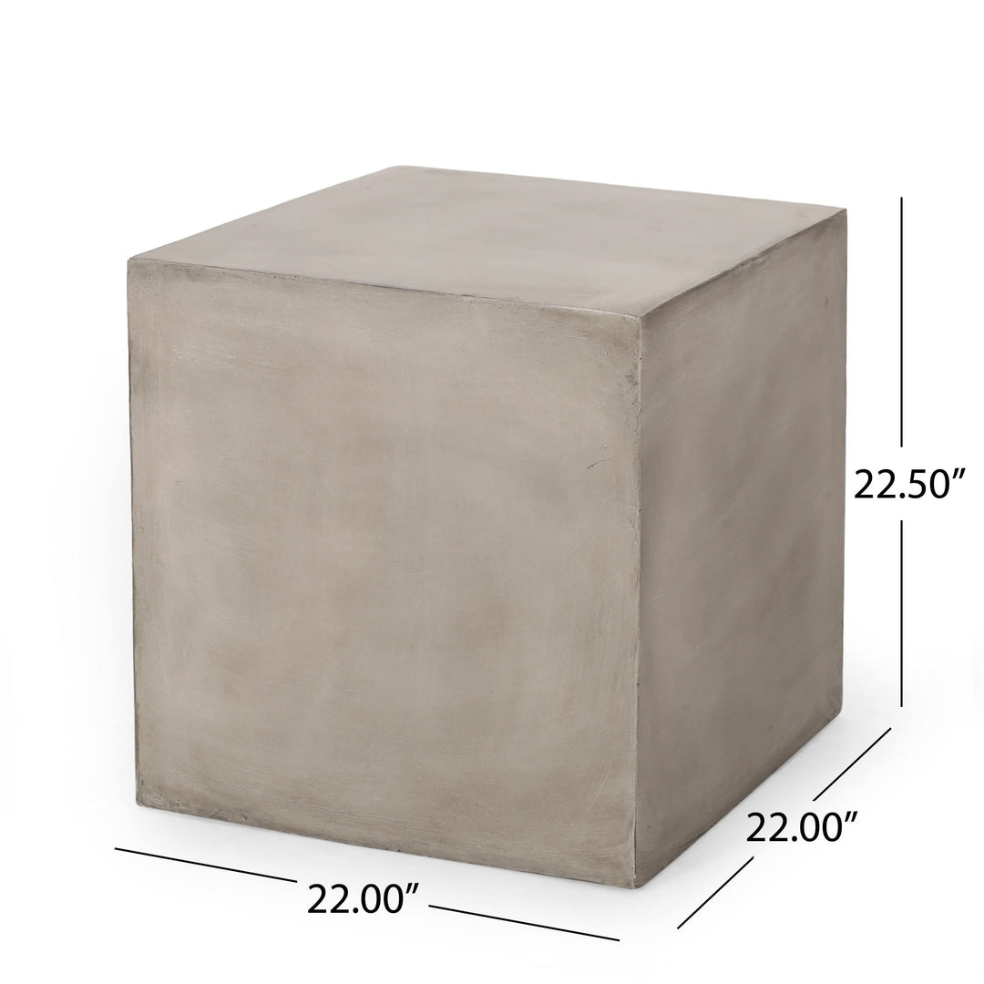 Lightweight Concrete Side Table Grey Industrial Square - Diamond Home USA