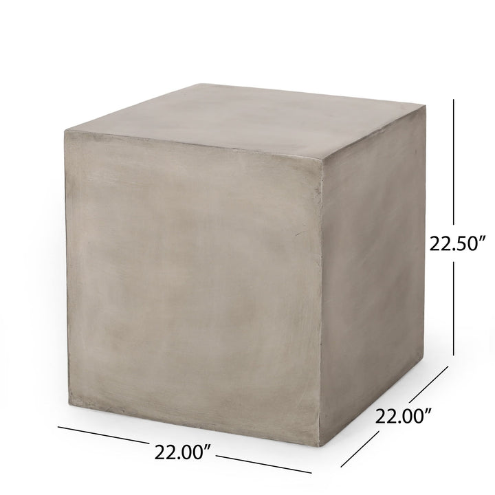 Lightweight Concrete Side Table Grey Industrial Square - Diamond Home USA