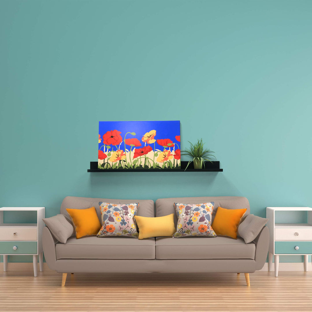 InPlace Shelving 47.24" W x 4.5" D x 3.5" H Black Picture Ledge Shelf 9602060E - Diamond Home USA