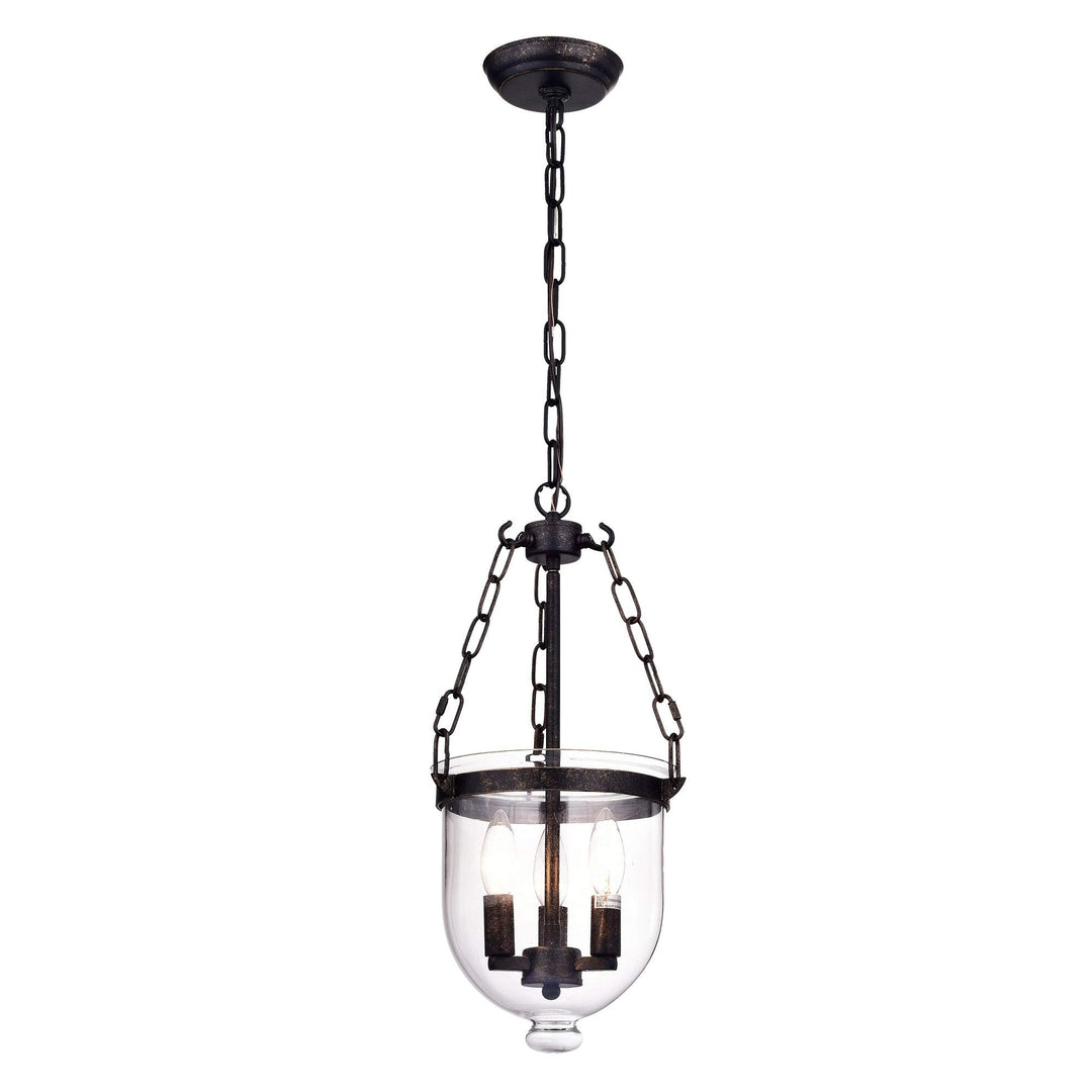 Antique Bronze 3-Light Clear Glass Lantern Modern Contemporary Metal Dimmable - Diamond Home USA