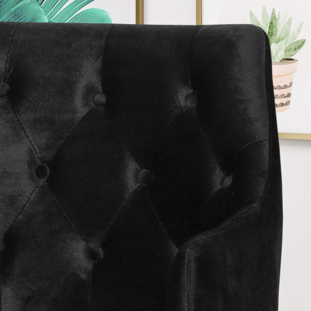 Christopher Knight Home Fern Modern Tufted Glam Accent Chair with Velvet Black, Gold - Diamond Home USA