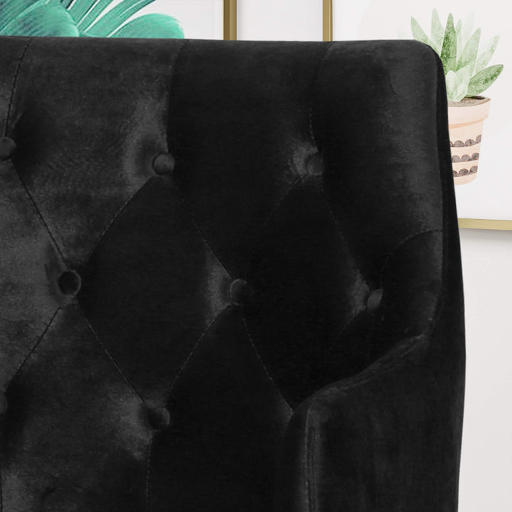 Christopher Knight Home Fern Modern Tufted Glam Accent Chair with Velvet Black, Gold - Diamond Home USA