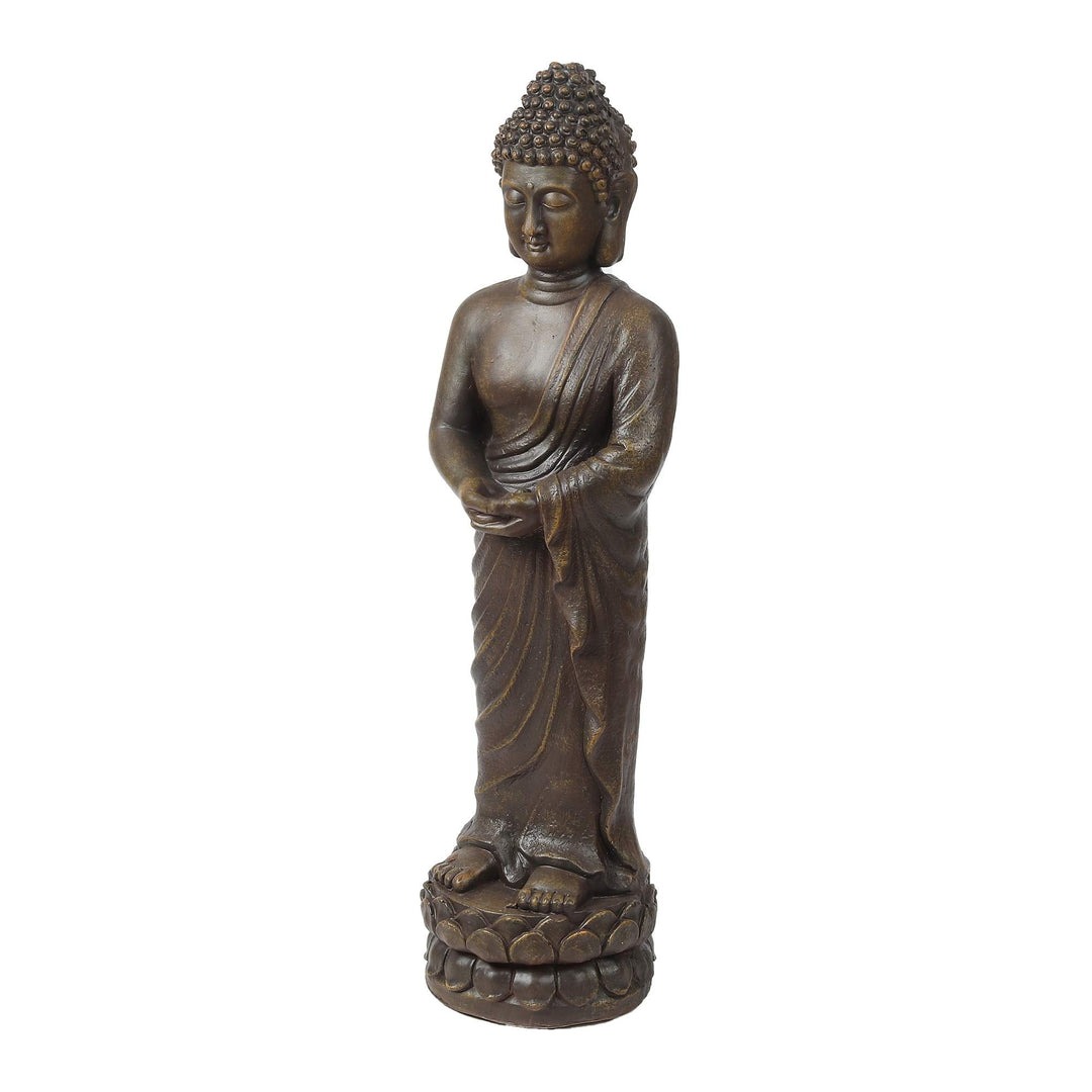 Brown Mgo tative Standing Buddha Garden Statue Oriental Magnesium Oxide - Diamond Home USA
