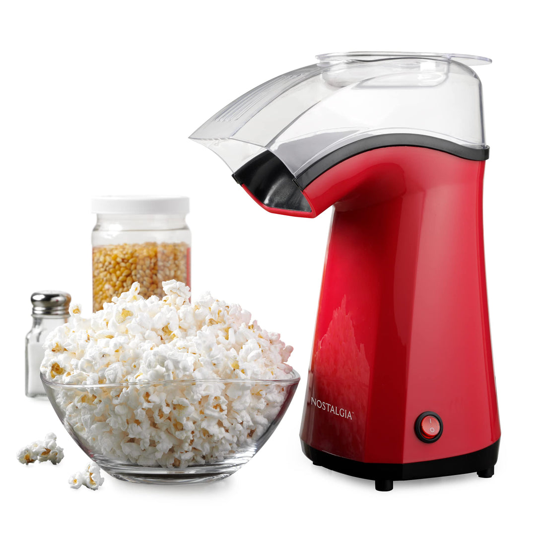 Nostalgia Hot-Air Electric Popcorn aker 12 Cups Healthy Oil Free Popcorn with Red